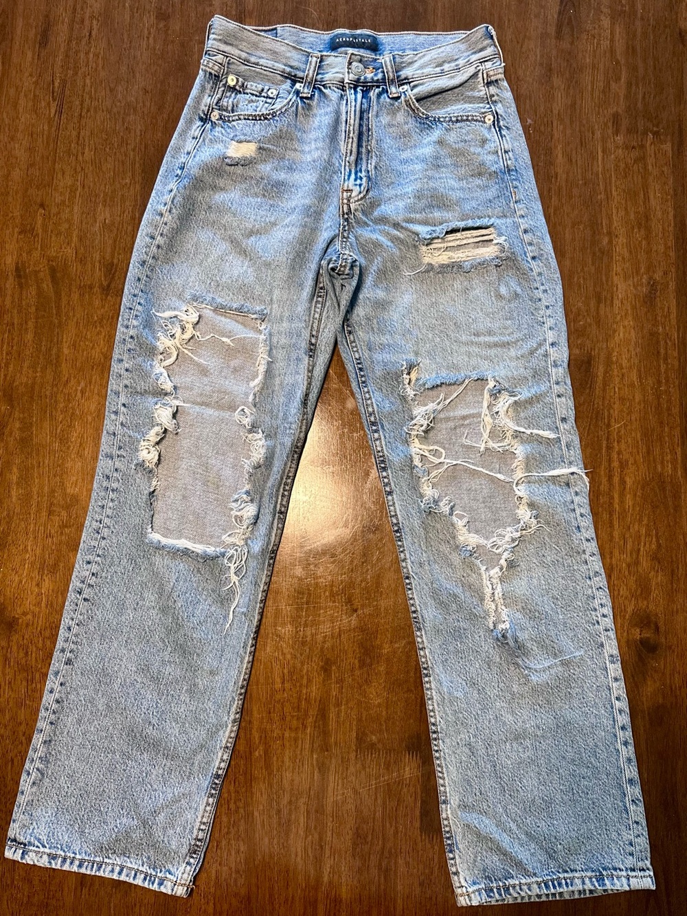 Aeropostale Light Blue Distressed Women's Boyfriend Jeans